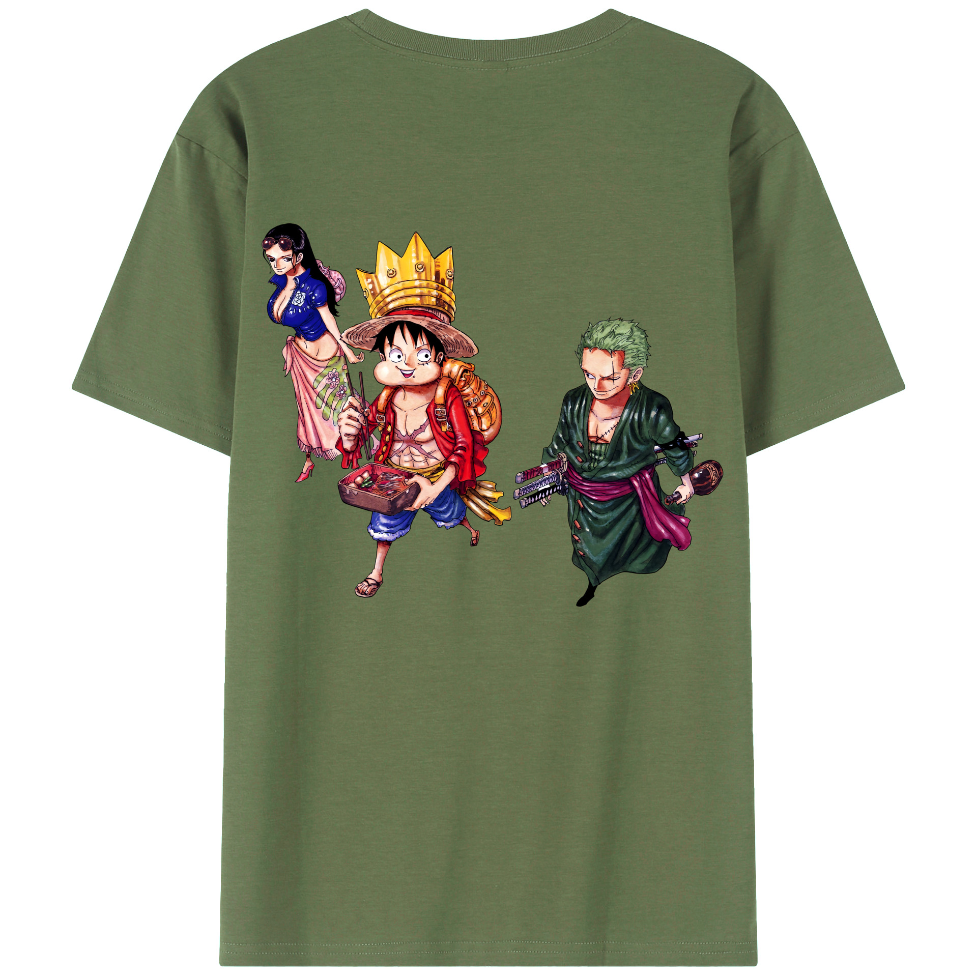 ワンピース モンキー・D・ルフィ ONE PIECE Monkey D. Luffy 綿100％ メンズ半袖Tシャツ（バックプリント） 通気性